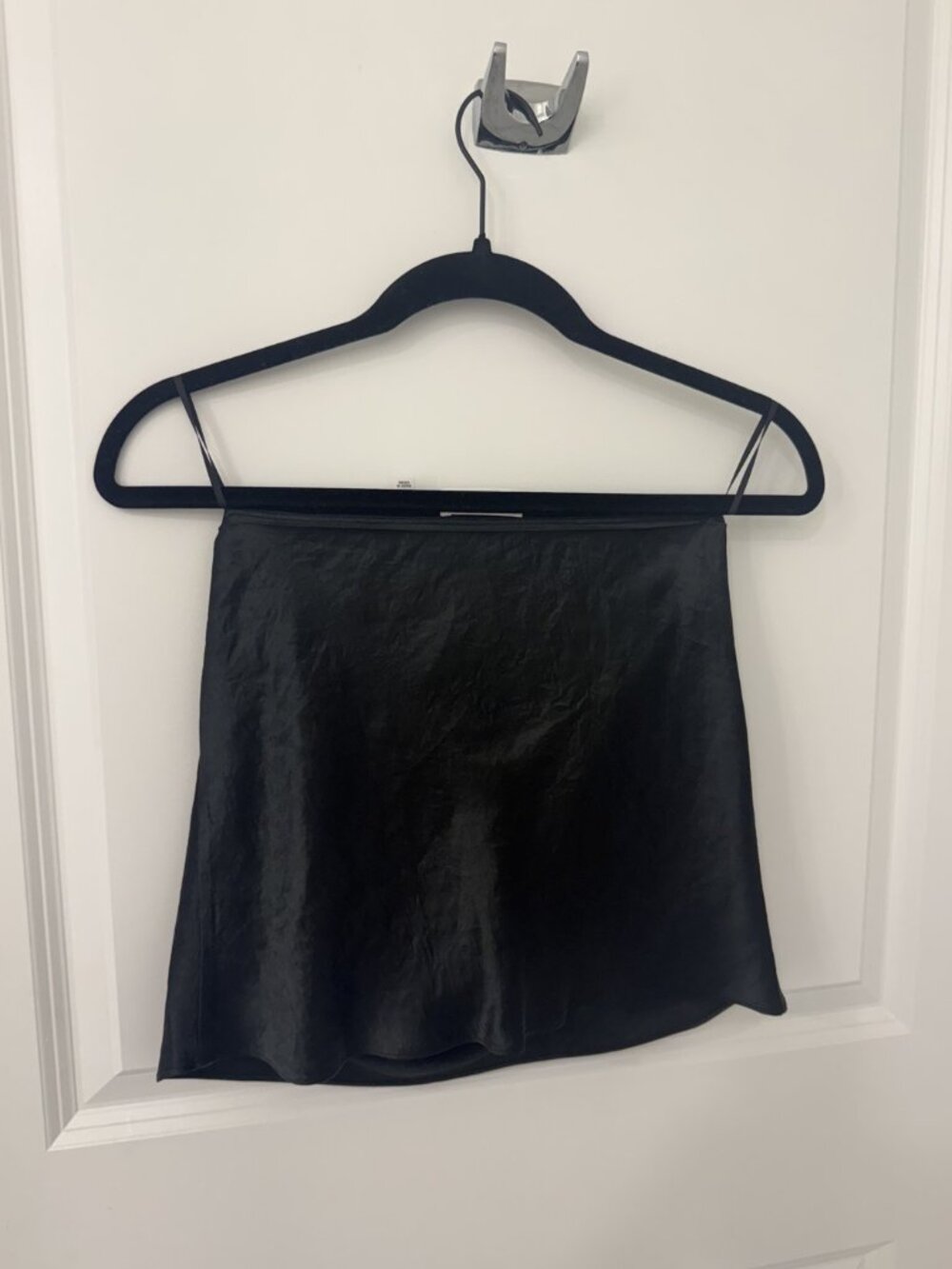 Aritzia Babaton Midtown Black Satin Shirt Strapless Small NWT